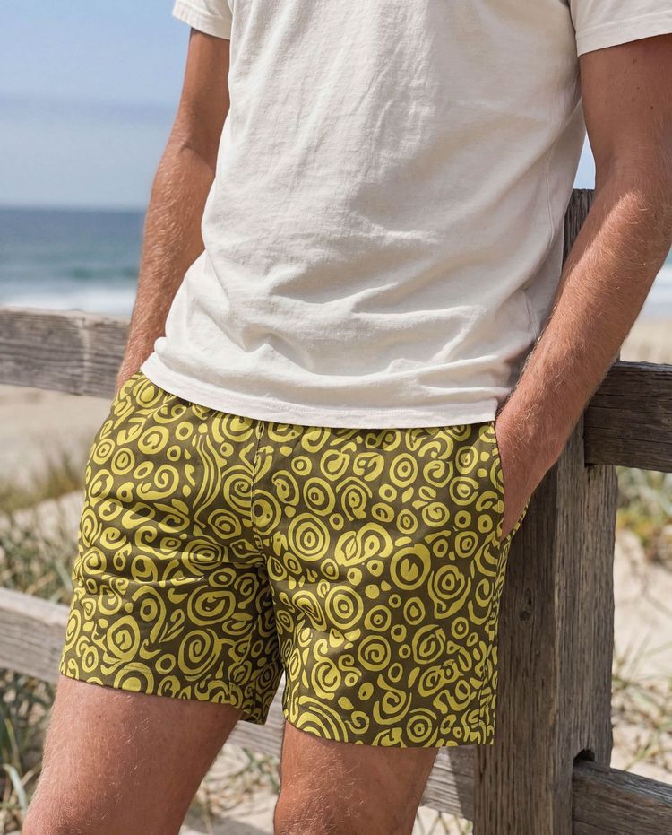 Men's Runway Chartreuse Banyu Swim Trunks