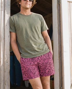 Hot Pink Banyu men's swim trunks