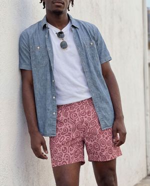 Dusty Rose Banyu men's swim trunks