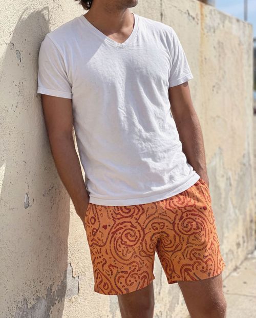 Citrus Orange Mirage Men's Swim Trunks Men's Swim Trunks — Lolekai