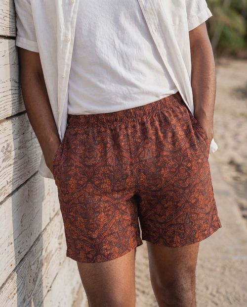 Fiery Red Kumo Men's Swim Trunks