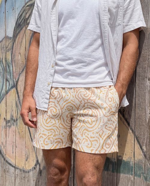Lemon Yellow Mirage Men's Swim Trunks Men's Swim Trunks — Lolekai