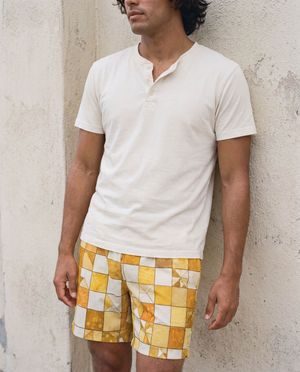 Yellow Fragment Men's Swim Trunks bikini — Lolekai