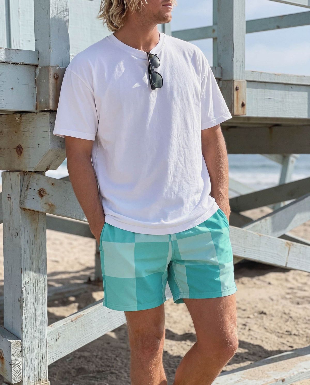 Turquoise Pixel Men's Swim Trunks Men's Swim Trunks — Lolekai