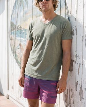 Millennial Pink Mosaic men's swim trunks