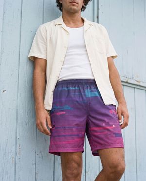 Electric Fuchsia Mosaic men's swim trunks