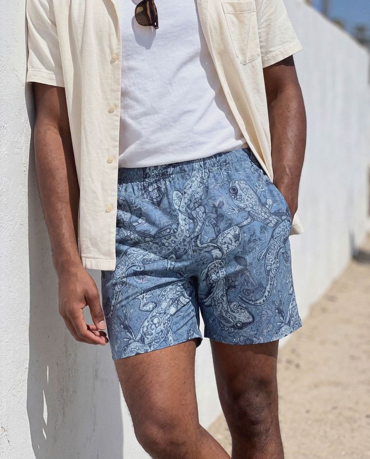 Men's Blue Aura Sway Swim Trunks