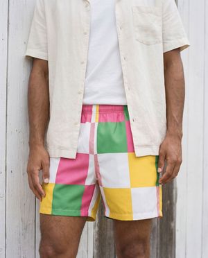 Hot Pink Pixel Men's Swim Trunks Men's Swim Trunks — Lolekai
