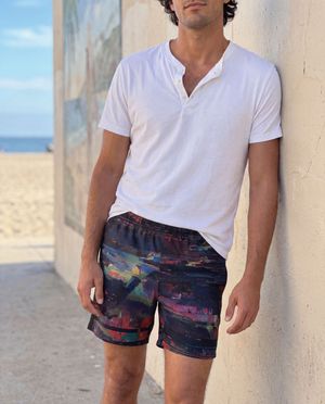 Runway Chartreuse Haze men's swim trunks