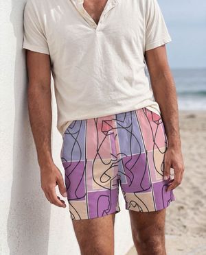Millennial Pink Lustre Men's Swim Trunks Men's Swim Trunks — Lolekai