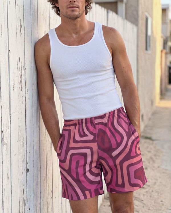 Men's Swim Trunks in Amaranth Kuna
