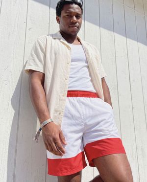 Fiery Red Pampa men's swim trunks