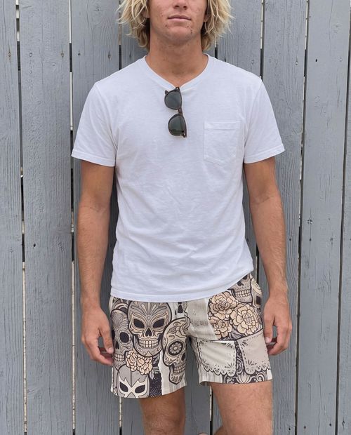 White Onyx Cempasuchil Men's Swim Trunks Men's Swim Trunks — Lolekai