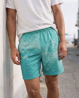 Turquoise Pixelate men's swim trunks