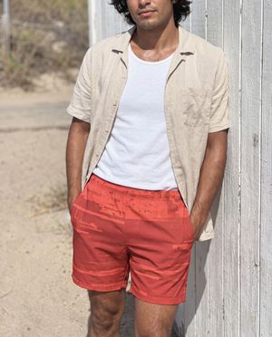 Coral Mosaic men's swim trunks