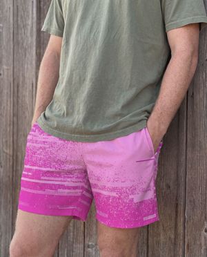 Magenta Mosaic men's swim trunks