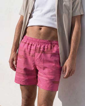 Hot Pink Mosaic men's swim trunks