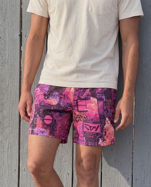 Electric Fuchsia Bakeneko Men's Swim Trunks Men's Swim Trunks — Lolekai