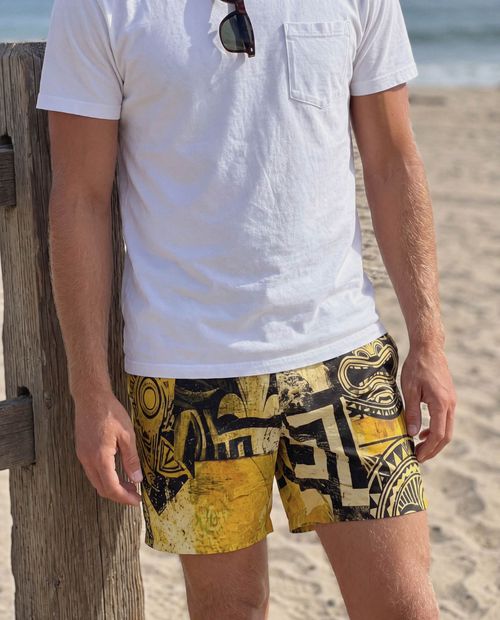 Lemon Yellow Kanaloa Men's Swim Trunks Men's Swim Trunks — Lolekai
