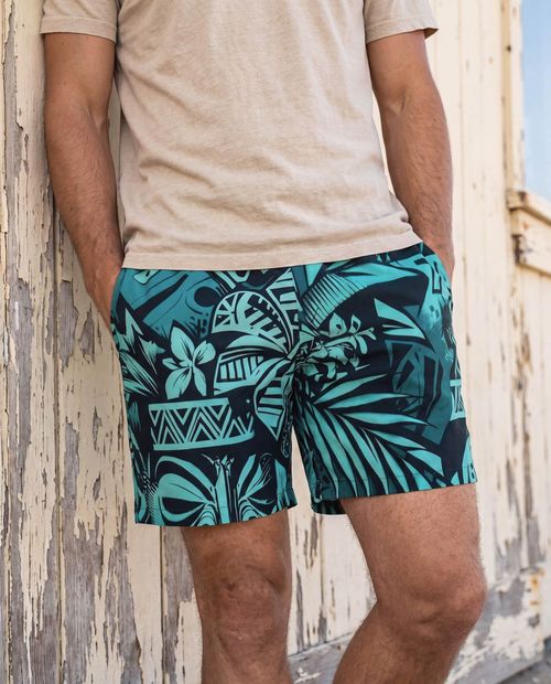 Turquoise Lani Lehua Men's Swim Trunks Men's Swim Trunks — Lolekai