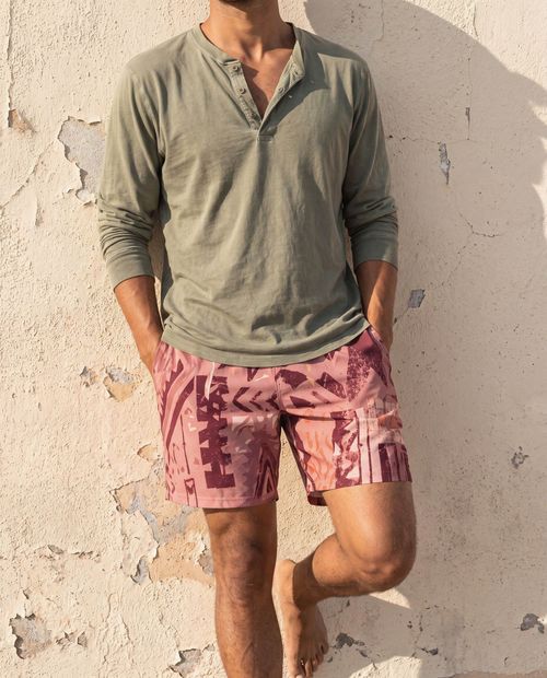 Tea Rose Vortex Men's Swim Trunks
