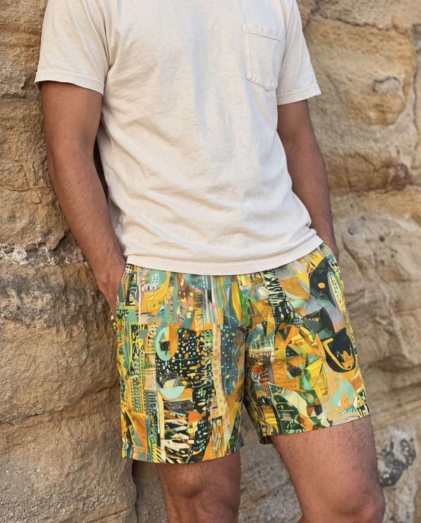 Abstract men's swim trunks — Lolekai
