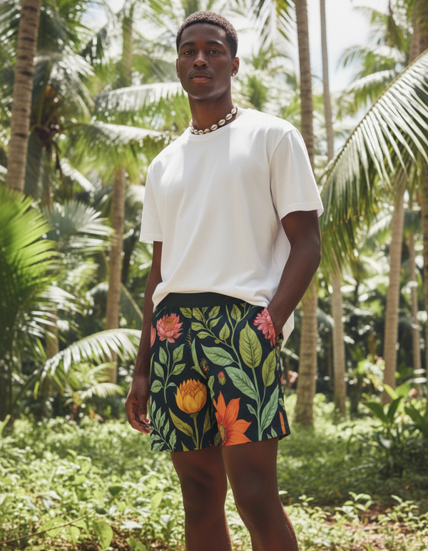 Floral men's swim trunks — Dripper