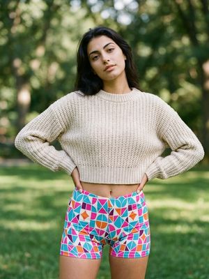 Electric Fuchsia Kaleidoscope women's short shorts