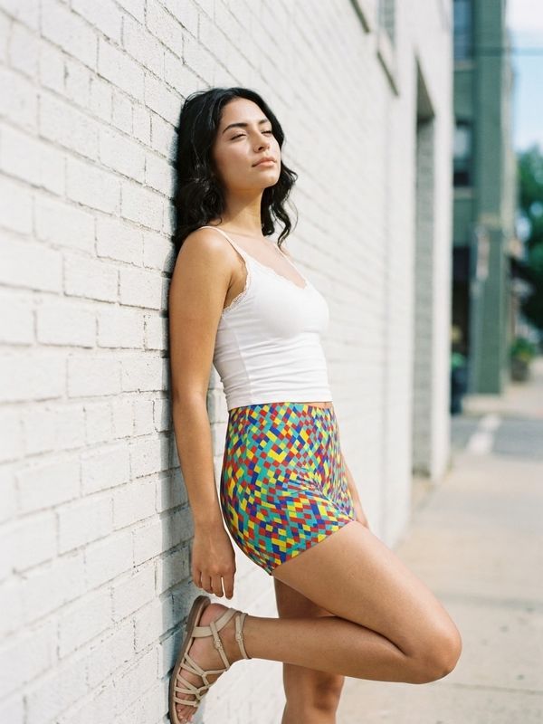 Checkerboard women's short shorts