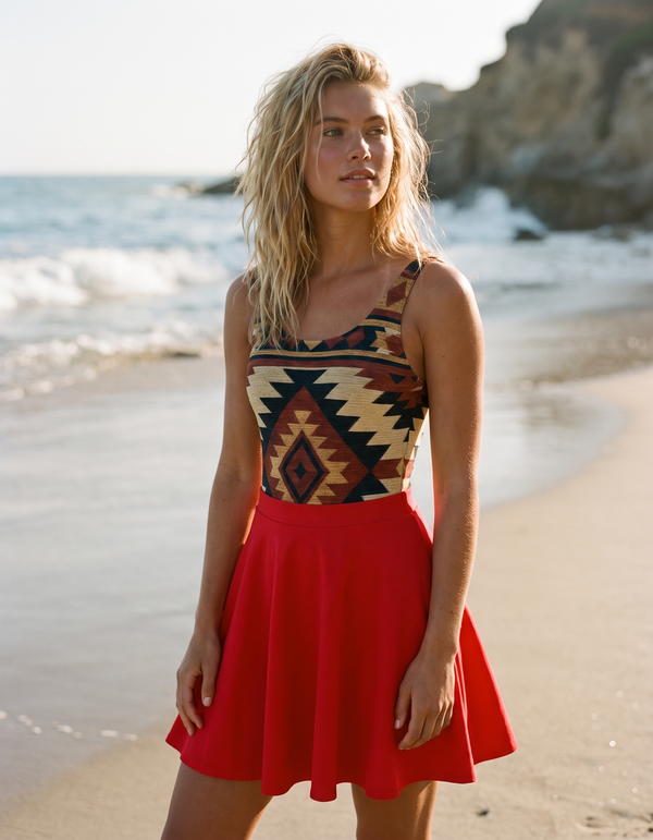 One-Piece + Swim/Gym Beach Skirt