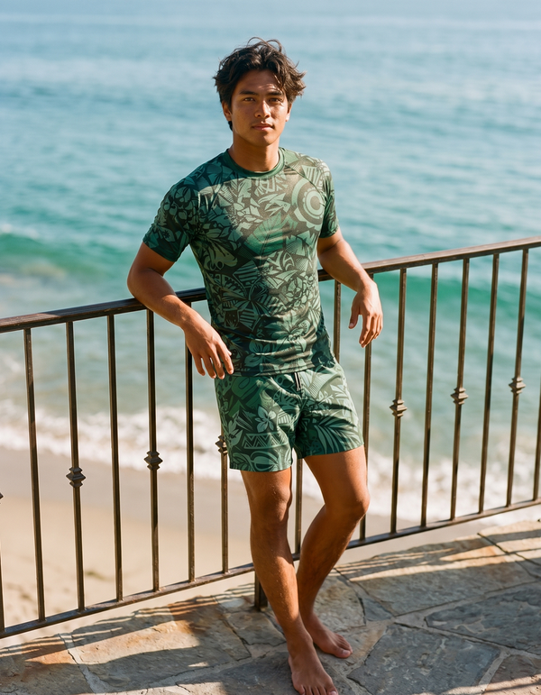 Short Sleeve Rashguard + Swim Trunks