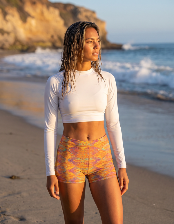 Crop Rashguard + Swim/Gym Shorts