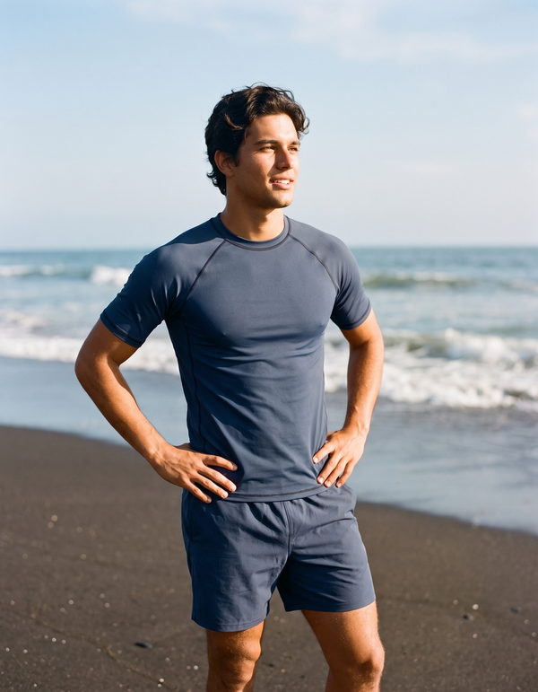 Short Sleeve Rashguard + Swim Trunks