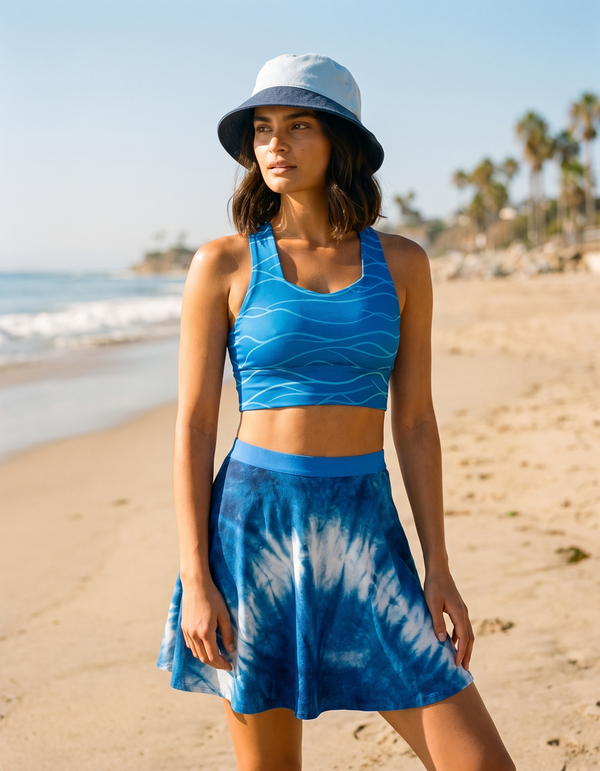 Swim Sports Bra + Swim Skirt + Bucket Hat