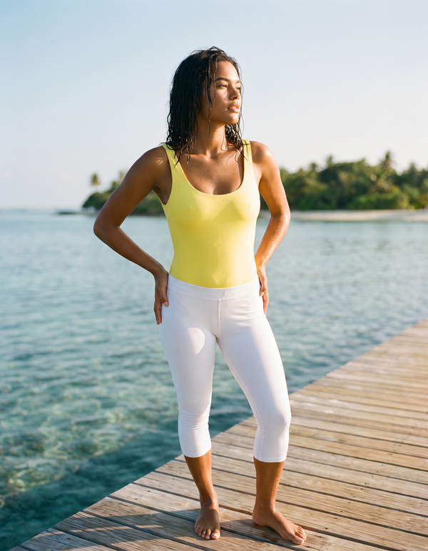 One-Piece + Swim/Gym Capri Leggings
