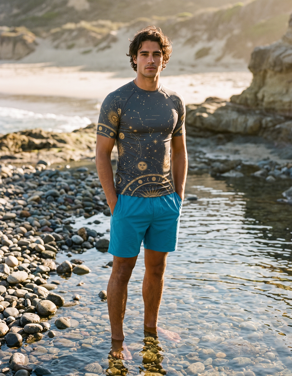 Short Sleeve Rashguard + Swim Trunks