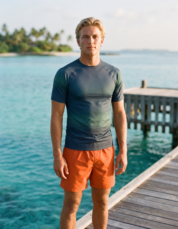 Short Sleeve Rashguard + Swim Trunks