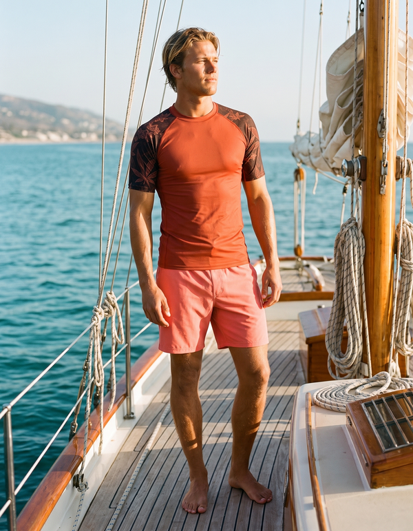 Short Sleeve Rashguard + Swim Trunks