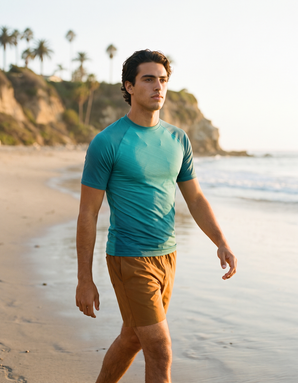 Short Sleeve Rashguard + Swim Trunks