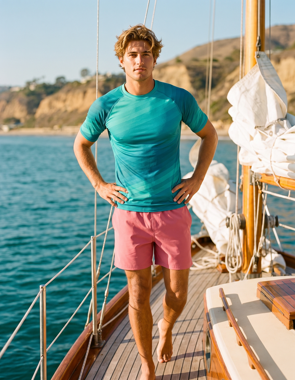 Short Sleeve Rashguard + Swim Trunks