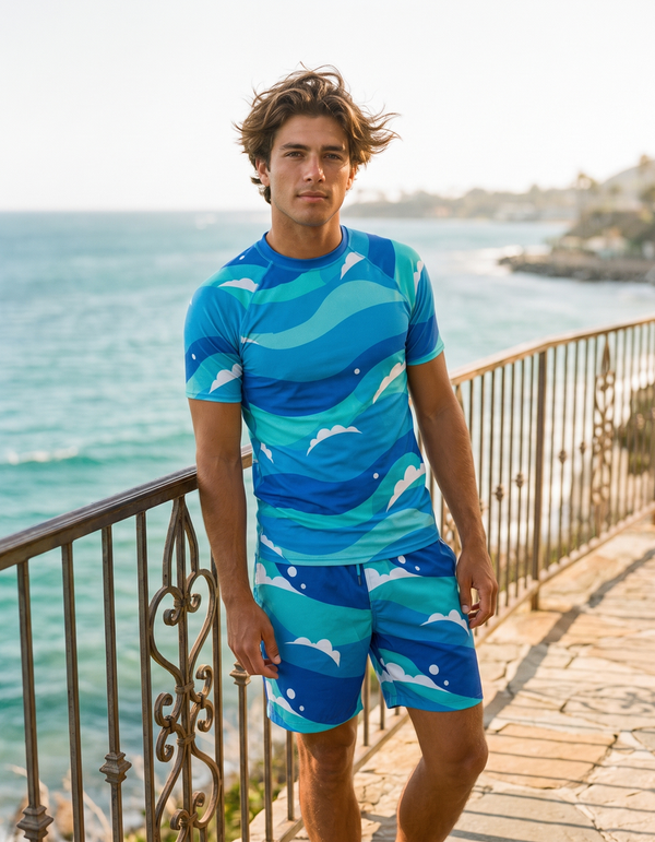 Short Sleeve Rashguard + Swim Trunks