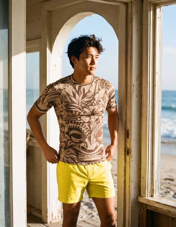 Short Sleeve Rashguard + Swim Trunks