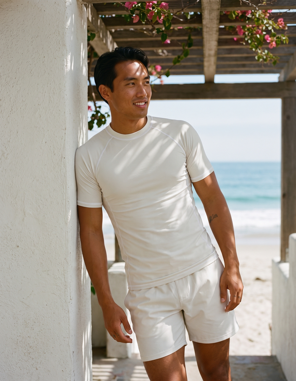 Short Sleeve Rashguard + Swim Trunks