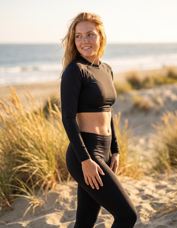 Crop Rashguard + Swim Capri Leggings