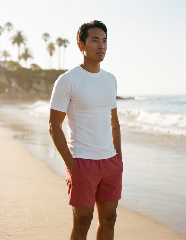 Short Sleeve Rashguard + Swim Trunks