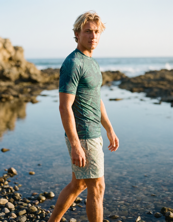 Short Sleeve Rashguard + Swim Trunks