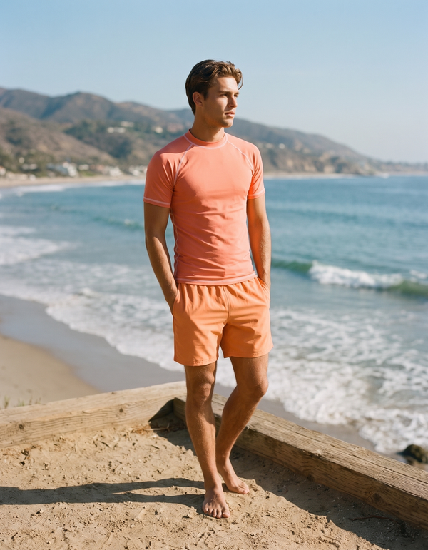 Short Sleeve Rashguard + Swim Trunks