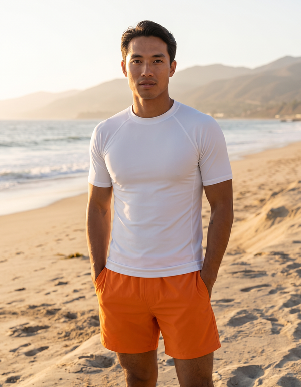 Short Sleeve Rashguard + Swim Trunks