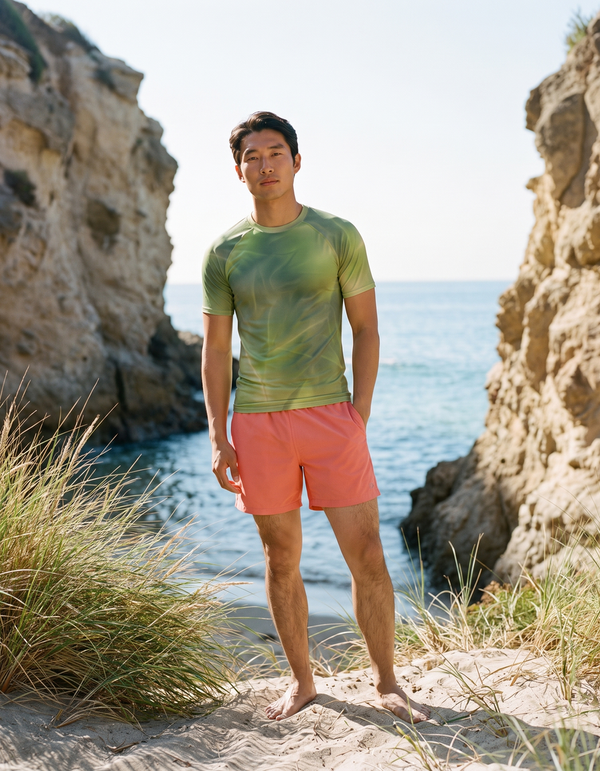 Short Sleeve Rashguard + Swim Trunks