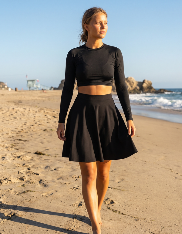Crop Rashguard + Swim Skirt